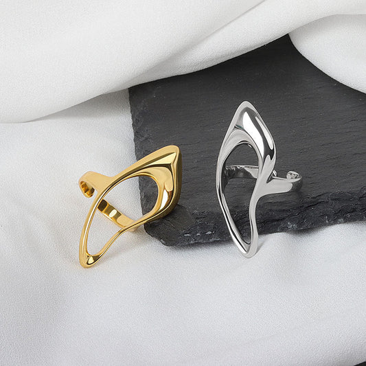 Exaggeration Glossy Female Cold Wind Opening Hollow Rings