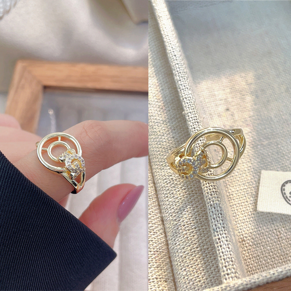 Women's Luxury Fashion Opening Zircon Adjustable Gold Rings