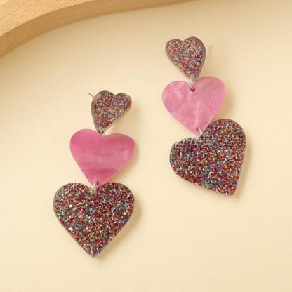 Women's Valentine's Day Acrylic Love Heart Niche Earrings