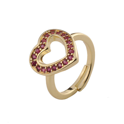 Luxury Personalized Niche Design Colorful Heart-shaped Rings