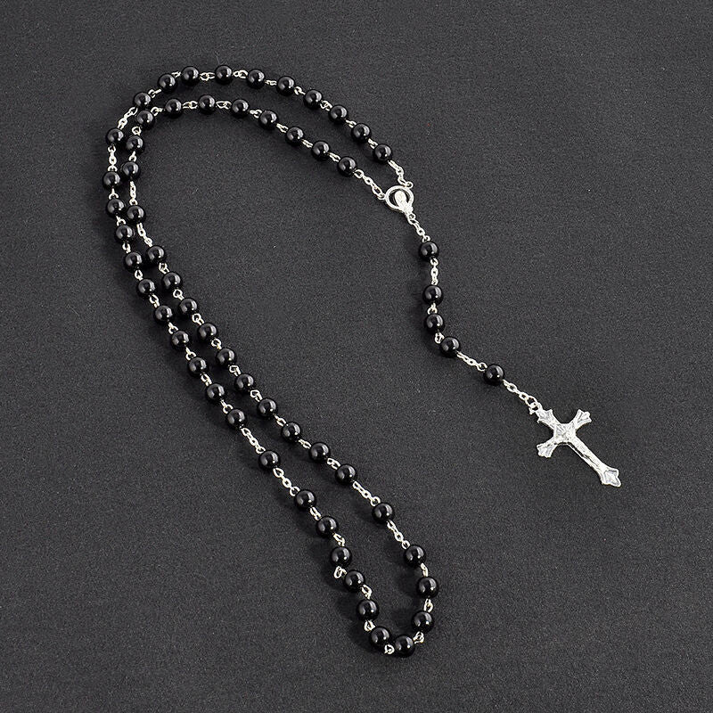 Pearl Cross Beads Long Handmade Unisex Textured Tassel Necklaces