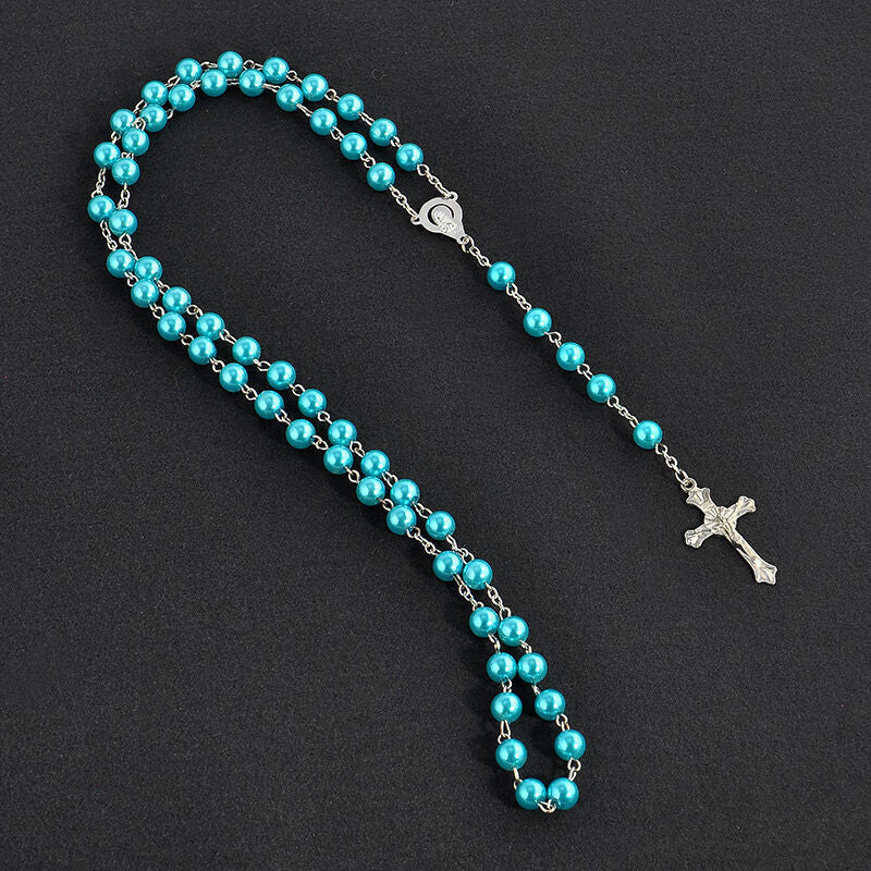 Pearl Cross Beads Long Handmade Unisex Textured Tassel Necklaces
