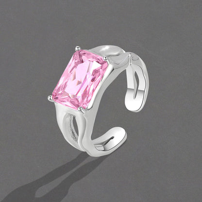 Women's Style Design Temperament Wild Pink Square Rings