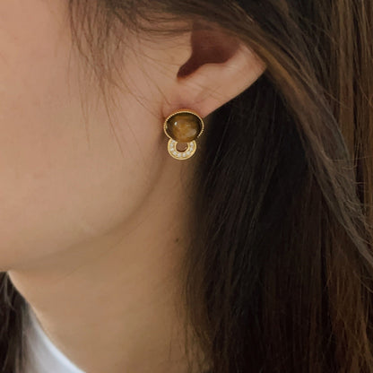 Color Tigereye Advanced Simple Amber Delicate Earrings