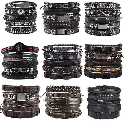 Men's Leather Hand-woven Hip Hop Punk Suit Bracelets