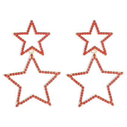 Women's Sexy Group Style Fashion Rhinestone Five-pointed Earrings