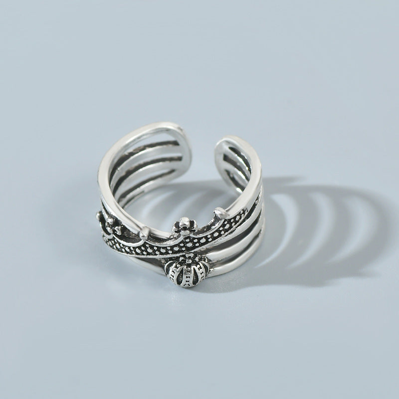 Women's Sier Smiling Face Temperament Retro Punk Simple Rings