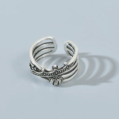 Women's Sier Smiling Face Temperament Retro Punk Simple Rings