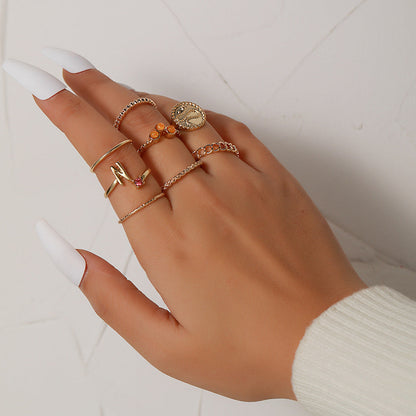 Yang Suit Geometric Rhinestone Pearl Dripping Rings