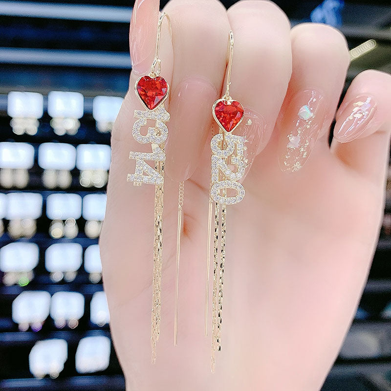 Women's Red Love Heart Trendy Hanging Super Earrings