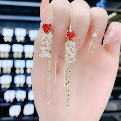 Women's Red Love Heart Trendy Hanging Super Earrings