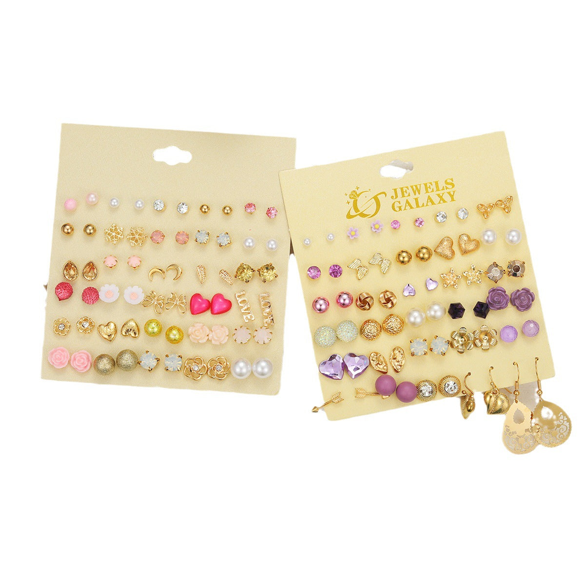 Drop-shaped Flower Inlaid Rhinestone Suit Combination Set Earrings