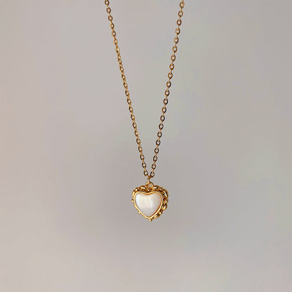 Women's Style Vintage Lace Metal Heart Shell For Simple Personalized Necklaces