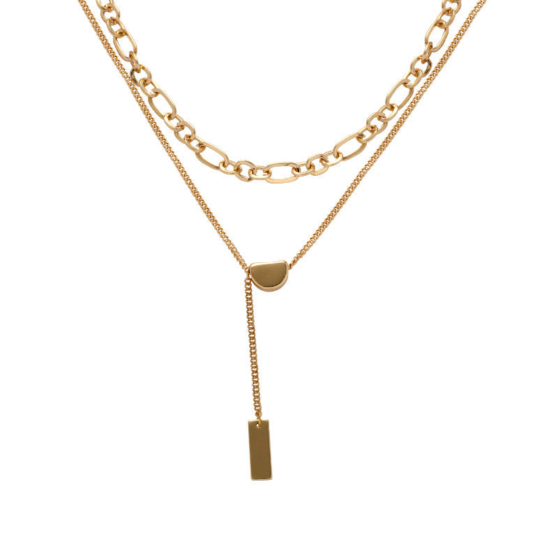 Double Layer Niche Design Square Plate Necklaces