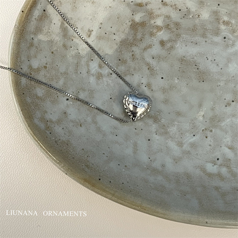 Love Bright Sier Fashionable Three-dimensional Peach Heart Clavicle Necklaces