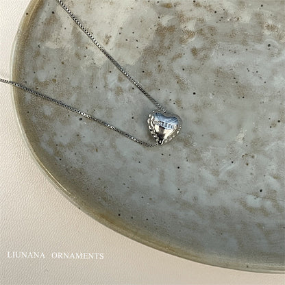 Love Bright Sier Fashionable Three-dimensional Peach Heart Clavicle Necklaces