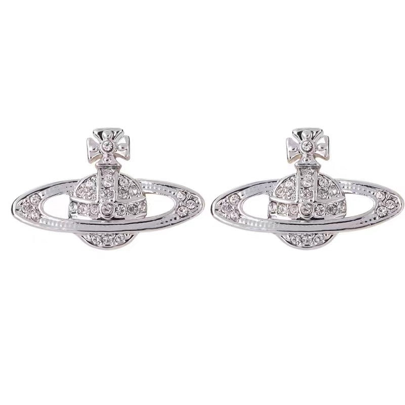 Classic Planet Sier Needle Simple Niche Ear Earrings