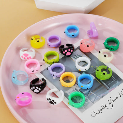 Cartoon Frog Fashion Cute Resin Index Rings
