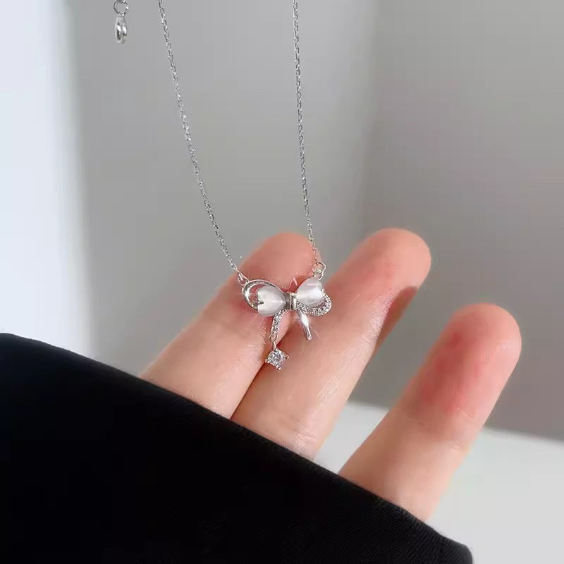 Women's Opal Bow Sterling Sier Accessories Light Luxury Necklaces