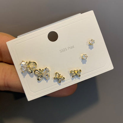 Popular Small Earings One Card Three Earrings