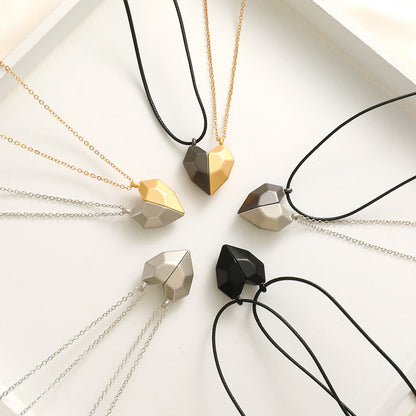 Pair Of Magnetic Heart-shaped Clavicle Chain Necklaces