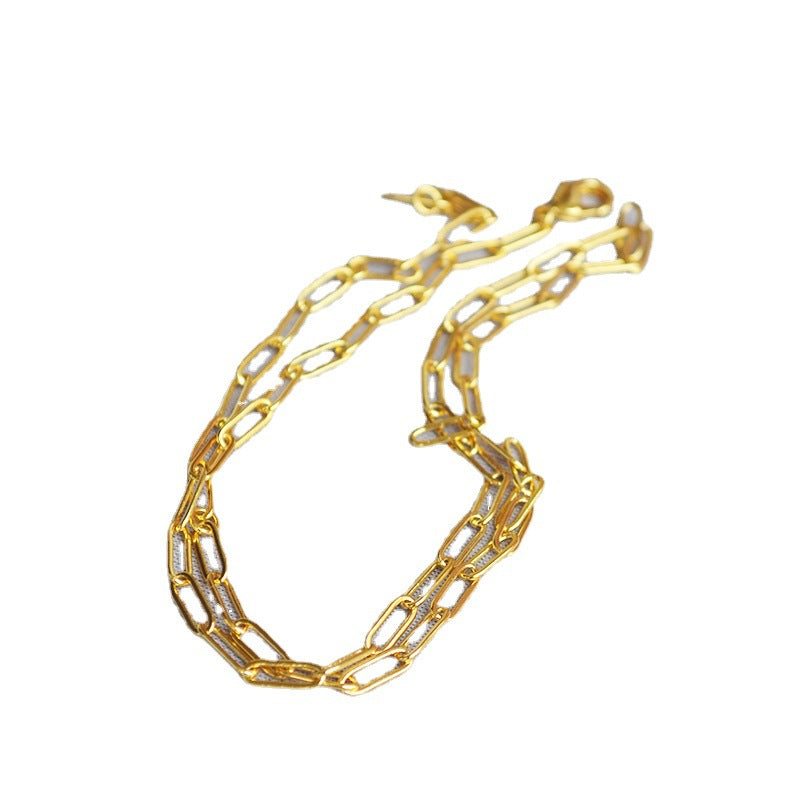 Cool Style Simple Golden Chain Fashionable Folding Belt Copper Necklaces