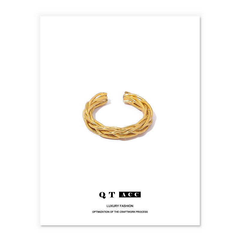 Plating Real Gold Retro Simple Lines Rings