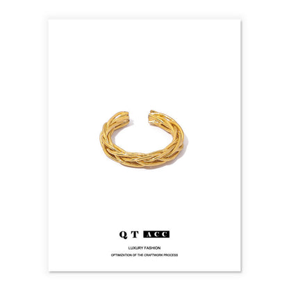 Plating Real Gold Retro Simple Lines Rings