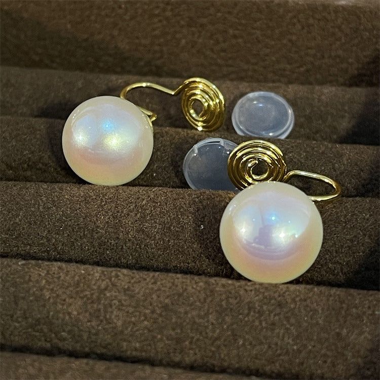 Dazzling Pearl Mosquito Coil Ear Clip Earrings