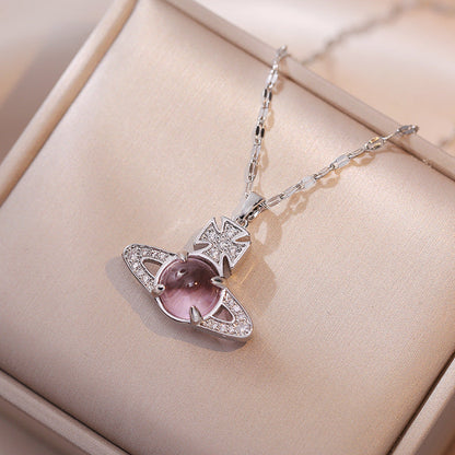 Blue Green Beads Saturn High Sense Necklaces