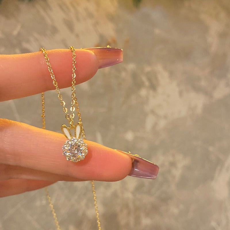 Rotatable Rabbit Light Luxury Minority Sparkling Necklaces