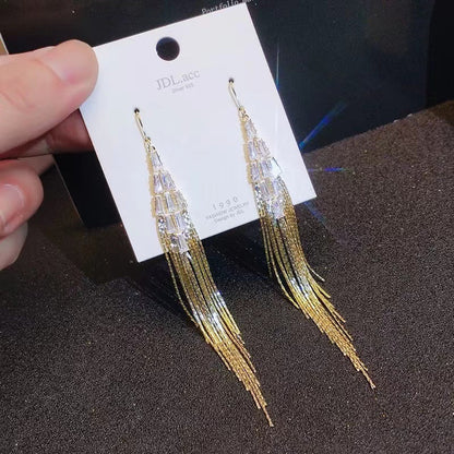 Tassel Gold And Sier Two-color Design Earrings