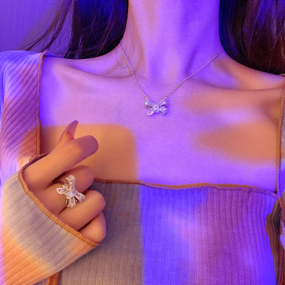 Micro Inlaid Zircon Exquisite Bow Suit Necklaces