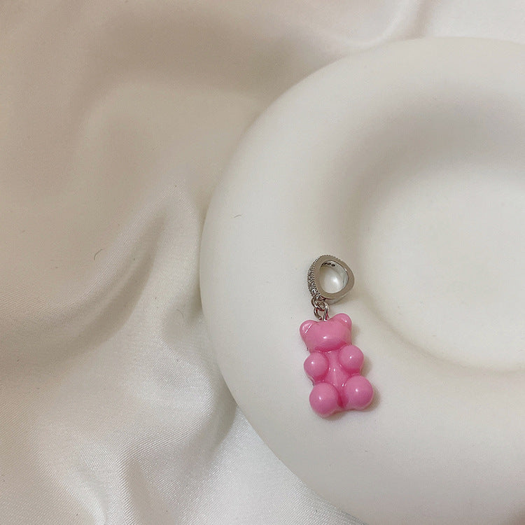 Transparent Bear Metal Smiley Pendant Female Necklaces