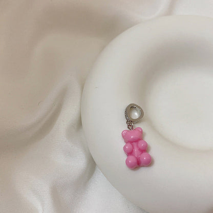 Transparent Bear Metal Smiley Pendant Female Necklaces