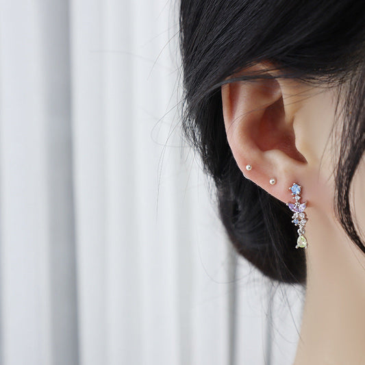 Design Blue And Purple Atmosphere Sweet Earrings