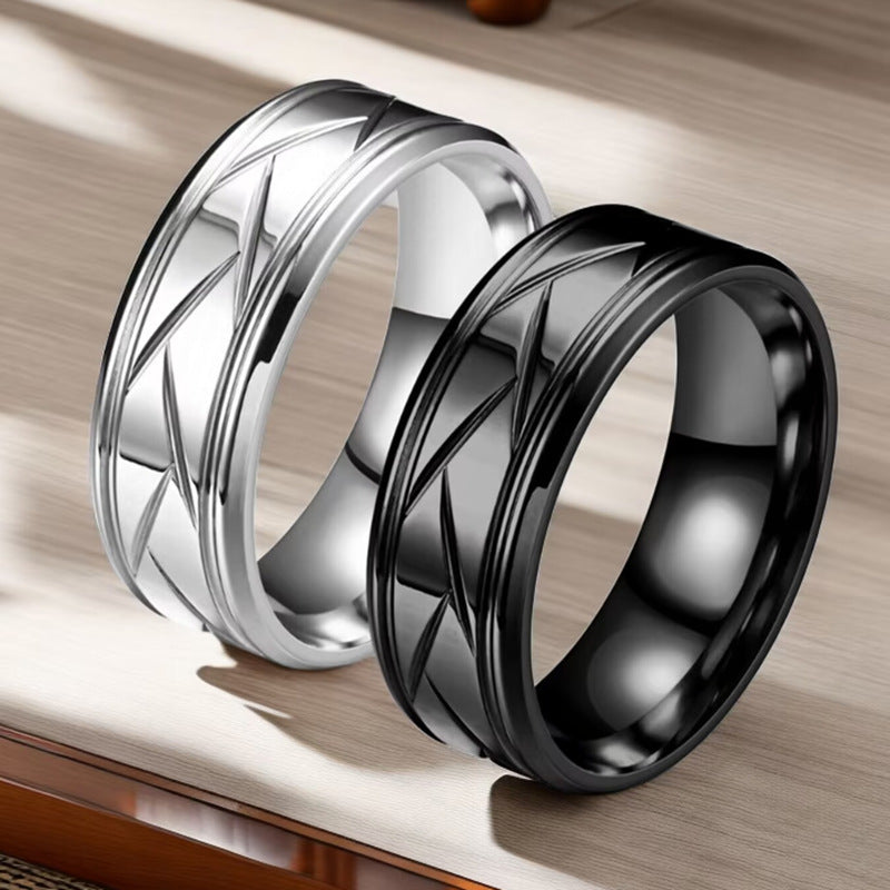 Men's Titanium Steel Frosted Temperament Leisure Business Style Rings