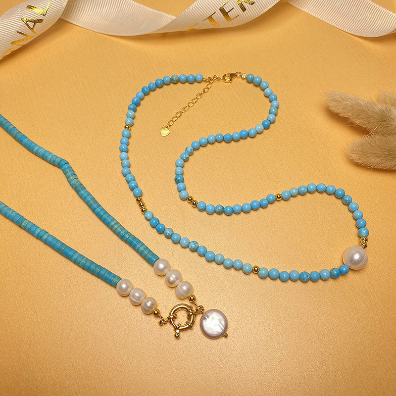 Baroque Natural Pearl Pendant Turquoise Temperament Necklaces