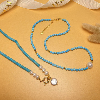Baroque Natural Pearl Pendant Turquoise Temperament Necklaces