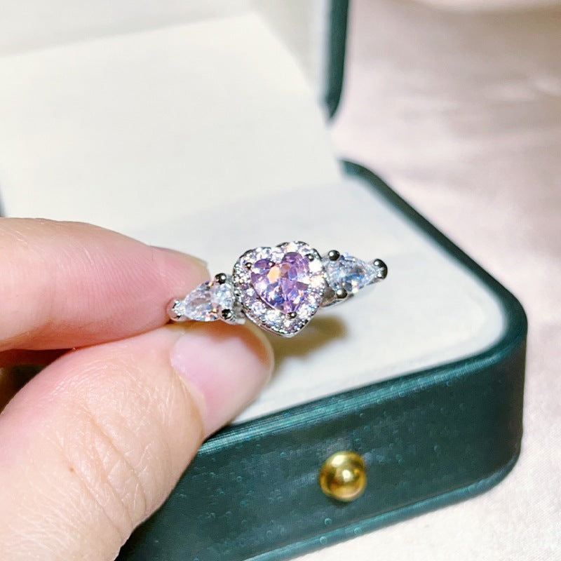 Women's Heart-shaped Love Zircon For Fashion Rings