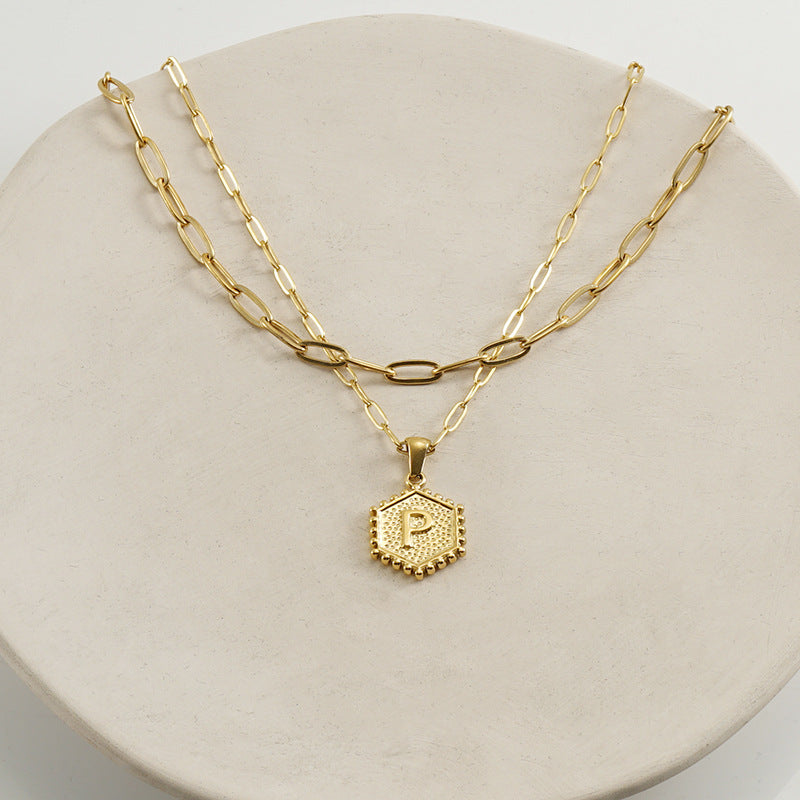 Women's Gold Combination Stainless Steel English Letter Necklaces