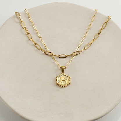 Women's Gold Combination Stainless Steel English Letter Necklaces