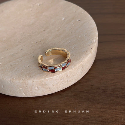 Women's Morandi Color Open Adjustable Drip Glazed Fashion High Rings