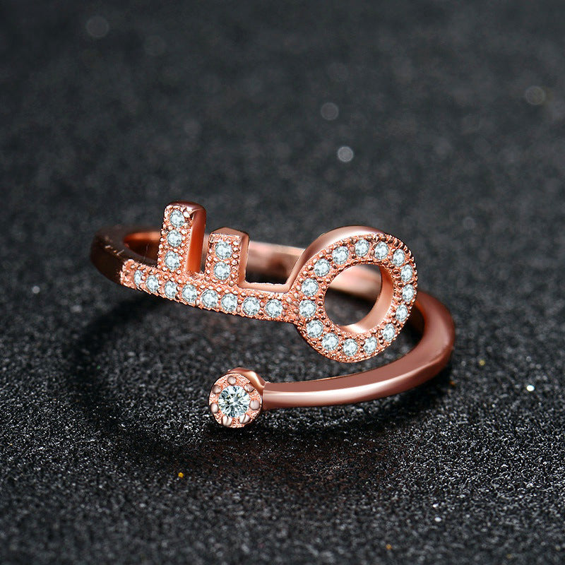 Sterling Sier Rose Gold Key Open Female Rings
