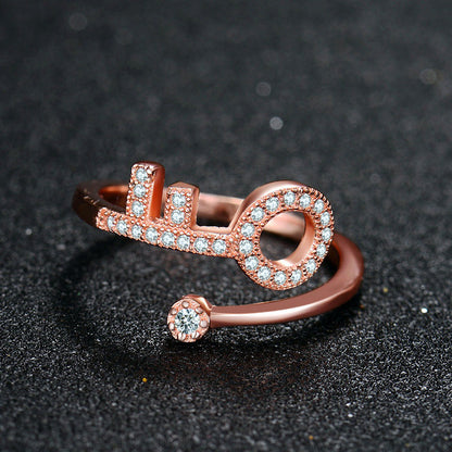 Sterling Sier Rose Gold Key Open Female Rings