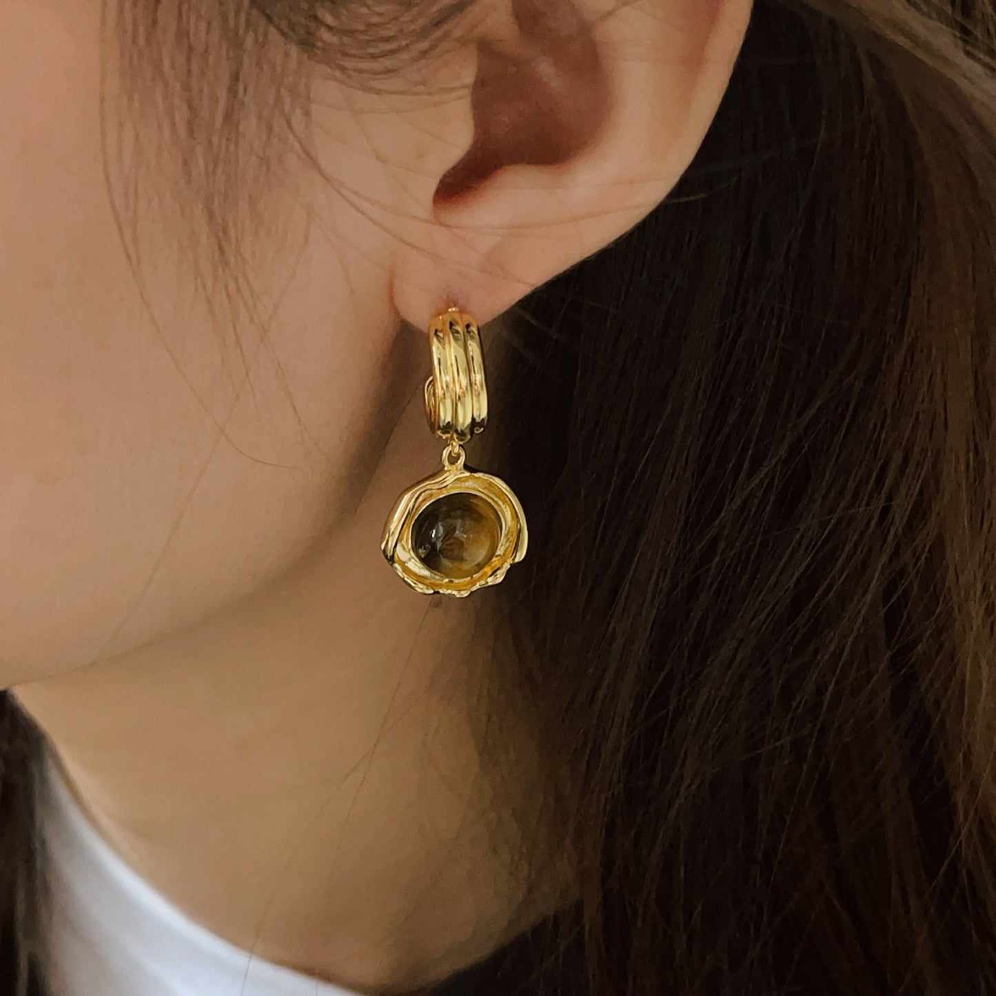 Color Tigereye Advanced Simple Amber Delicate Earrings