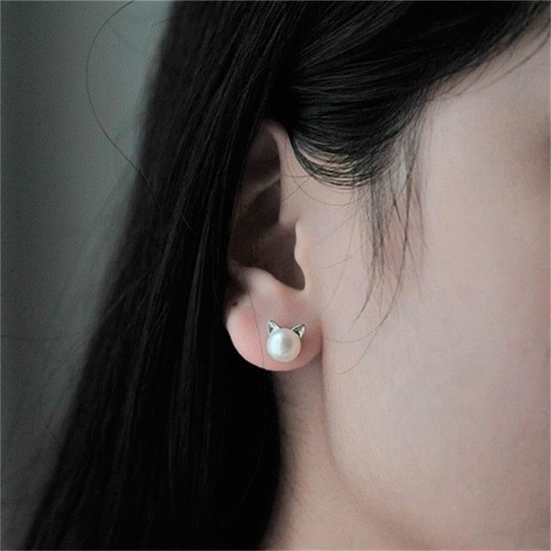 Style Sterling Sier Cute Kitten Ear Fashion Rings