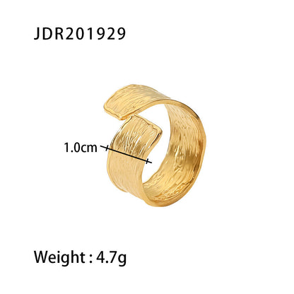 Women's Gold-plated Adjustable Stainless Steel Wrinkle Fashion Jewelry Hand Rings