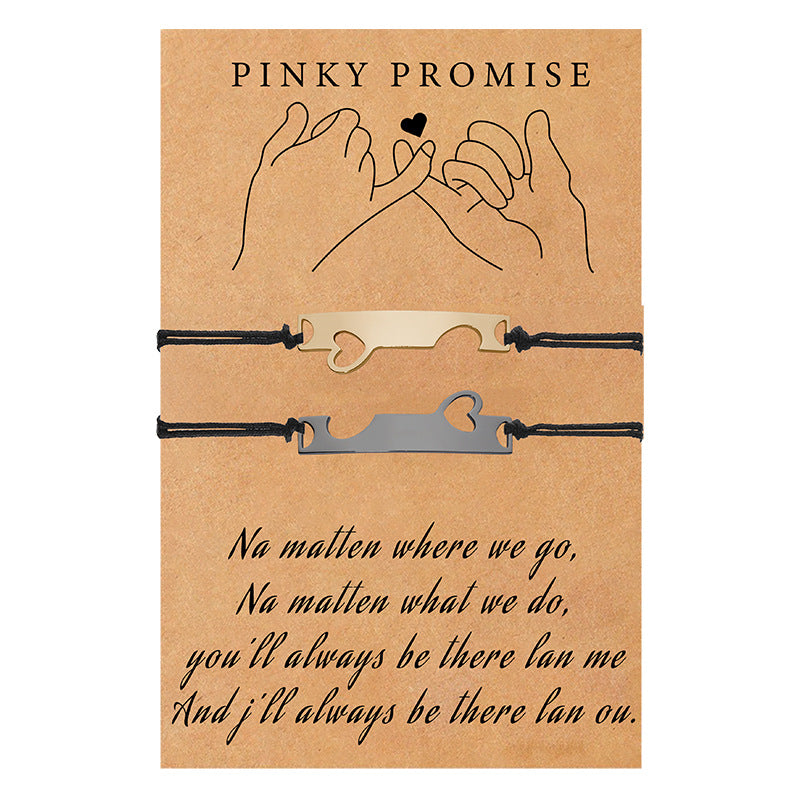 Couple Suit Stainless Steel Color Black And Bracelets