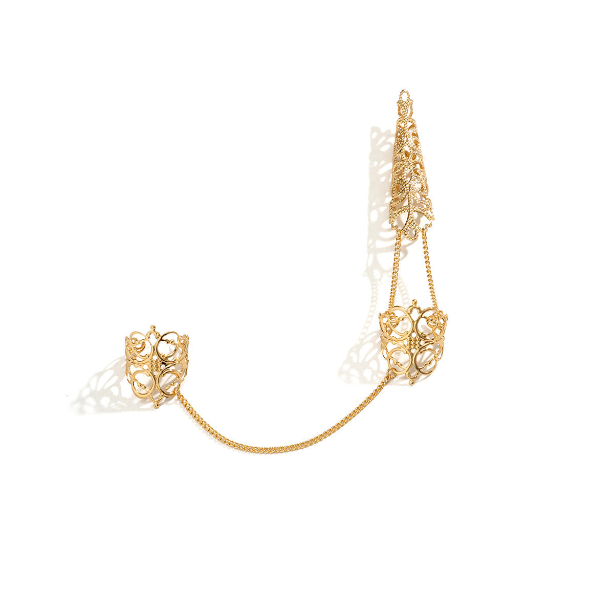 Women's Personality Punk Vintage Crown Chain Dark Hollow Pattern Rings